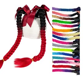 HHongJM 2PCS Helmet Pigtail Motorcycle Helmet Ponytail Bicycle Helmet Braids Hair Tails Used for Any Helmets/Suction Cup Reusable Design 2PCS(Helmet Not Included)