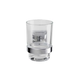 Croydex QM441841 Flexi-Fix Chester Tumbler & Holder, 96 x 68 x 106mm, Chrome/Clear