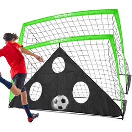 BOHEN 6x4FT Portable Soccer Goal for Kids Backyard with Carry Bag - Easy Folding Lightweight Fun for Outdoor Indoor Training Games for Teen Youth Adult (Green, 6x4FT, 2 Pack)