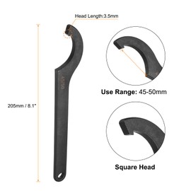 HARFINGTON C Hook Spanner Wrench, 45-50mm C Pin Motorcycle Shock Nut Chrome Vanadium Spanner Wrench Tool with 3.5mm Square Head for Machine, Vehicles, Mechanical