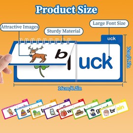 KBIBCK 30 Read and Rhyme Flip Books,Word Family Flash Cards, Sight Words Flash Cards, Kindergarten Educational Reading Games To Build ABC Vocabulary & Reading Fluency for Toddlers&Preschoolers