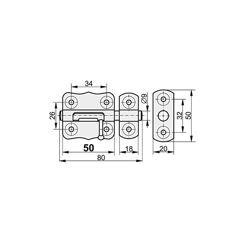 Bolt Door Bolt Furniture Bolt Push Bolt 50 mm Yellow