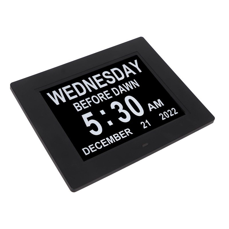 8inch Digital Day Calendar Clock Alarm Reminders 8 Languages Large