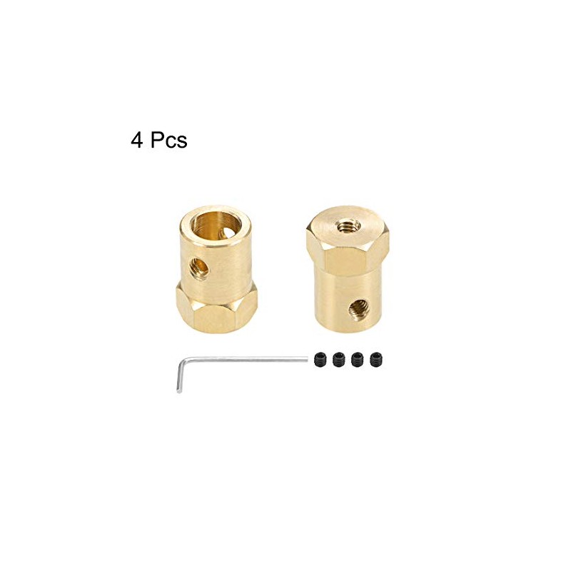 sourcing map Hex Coupler 8mm Bore Motor Hex Brass Shaft