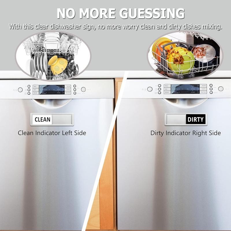 Clean Dirty Sign, Non-Scratching/Super Strong Soft with Double-Sided Adhesives/Easy to