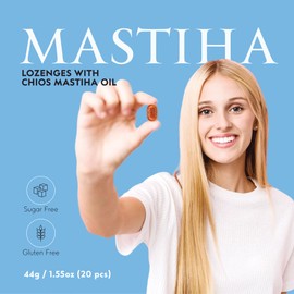Mastihashop Greek Throat Lozenges with Chios Mastiha Oil for Dry Mouth and Dry Cough Relief - Gluten Free lozenges for Sore Throat Relief - 20 Lozenges