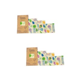 Healvian 2sets Wraps Food Wrap for Bread Cheese Reusable Beeswax Food Covers Cloths Organic Cotton 3pcs*2