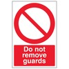 V Safety Do Not Remove Guards Sicherheitsschild aus gebürstetem Aluminiumverbundstoff,