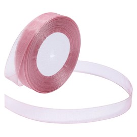 Loomesh Rose Gold Ribbon for Gift Wrapping 5/8 inch Sheer Organza Ribbon for Flower Bouquet Tulle Chiffon Ribbons for Wedding Invitations Christmas Decorations Crafts 50 Yards