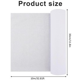 Yharnamite 11.8" x 10 Yards Medium Weight Iron-On Non-Woven Fusible Interfacing, White Polyester Single-Sided Interfacing Fabric for Machine Embroidery, Quilting, DIY Crafts, and Hand Sewing