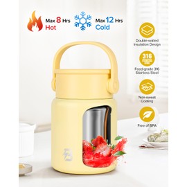 TSAKBAM Soup Thermo for Hot Food, 17OZ Insulated Food Jar Width Mouth Stainless Steel Lunch Box Thermo for Adults with Spoon