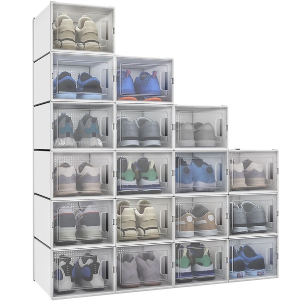 YITAHOME 18PCS Shoe Storage Transparent Sneaker Organizer Stackable Medium Size