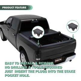 Phamyor Stake Pocket Cover, Truck Bed Rail Stake Hole Plugs Fit for 2019-2023 Dodge Ram 1500, Bed Rail Stake Pocket Covers Rear Truck Tonneau Covers Stake Holes Cap Plugs, ABS, Black, 2pcs