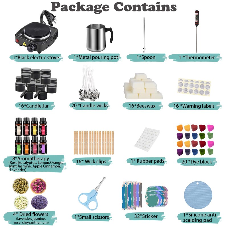 Complete Candle Making Kit With Wax Melter, Candle Making Supplies,