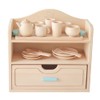 Wooden Toy Daiwa, Mini Play Set (Blue) Cupboard, Tableware Set,