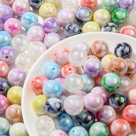 ANCADN 16mm Acrylic Beads Multicolor Beads Pen Beads Bubblegum Beads DIY Beading Hairband Bracelets Necklace Craft for DIY Jewelry Making (Double Cloud)