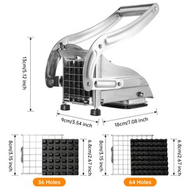 YENXIKU Premium French Fry Cutter & Potato Slicer – Stainless Steel Vegetable Cutter with 1/2 & 1/3 Inch Blades for Fries, Potatoes, Chips & Carrots (1-Pack)