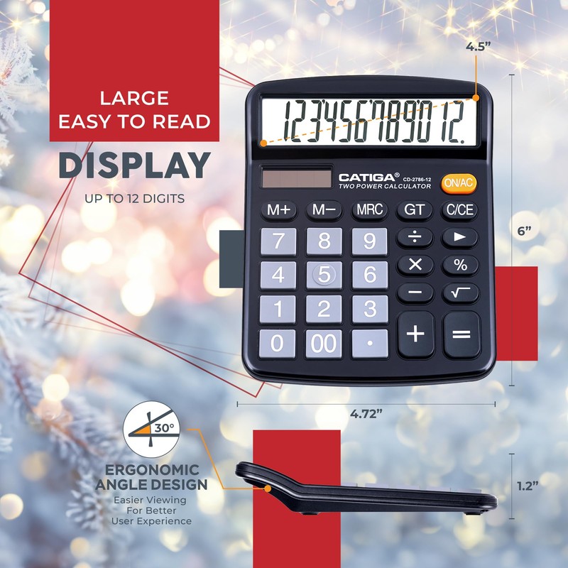 CATIGA Desktop Calculator (2 Pack) 12 Digit with Large LCD