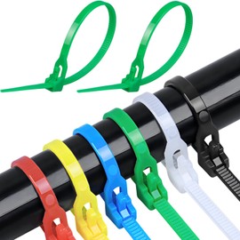 fogman 100 Pcs Reusable Reusable Cable Cable Outdoor Cable Ties (150 x 4.8mm, Green)