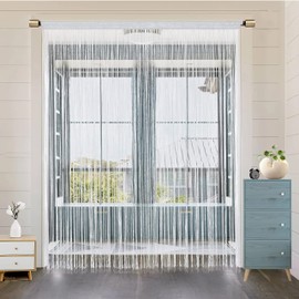 HSYLYM String Door Curtain Window Decorations Room Divider Room Decorations Single Curtain for Window,W79"xL79",White