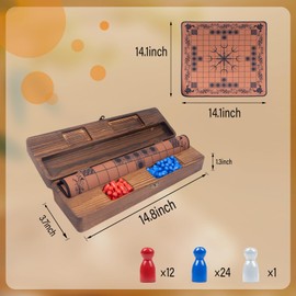 Hnefatafl Viking Chess Board Set,Two Player Strategy Board Game with A Wooden Storage Box, A Rubber Viking Chess Mat and 37pcs Colorful Chess Pieces
