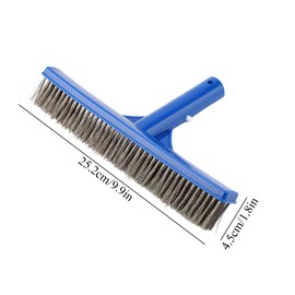 Pool Brush, 10" Swimming Pool Brush for Cleaning Pool Walls, Tiles & Floors, Steel Brush Head with EZ Clip and Plastic Handle, Wire Bristle Pool Scrub Brush for Extremely Tough Stains
