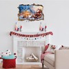 HLNIUC Christmas Wall Sticker 3D Crack 35”x24”Santa Sleigh Wall Decal