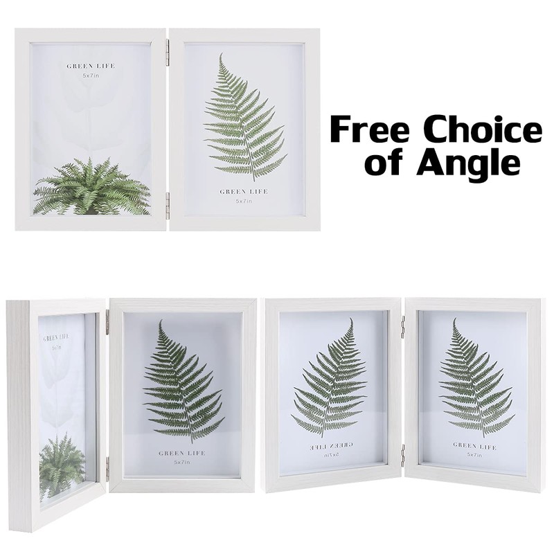 5x7 Picture Frames Double Hinged MDF Wood White Shadow Box