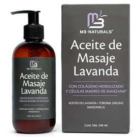 Aceite de Masaje Sensual de Lavanda con Colágeno y Células Madre, Terapia Reafirmante para Glúteos, Muslos y Abdomen, Aceite Corporal de Rápida Absorción, 8 fl oz de M3 Naturals.