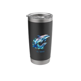 Dolphin Vacation Vintage El Nido Beach Destination Stainless Steel Insulated Tumbler