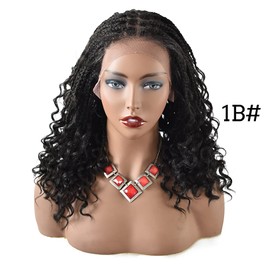RESHE Box Braid Wig For Black Women Knotless Lightweight Cornrow Synthetic Lace Front Braids Wigs Hand Braided Wigs With Baby Hair Micro Twist Braided Wigs For Black Women (E20C-LL602483C, 1B)
