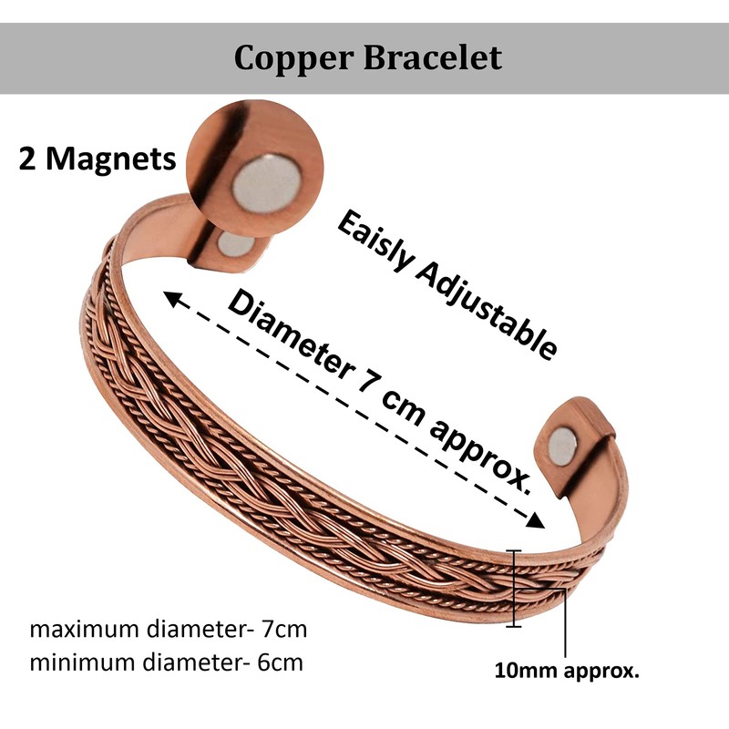 Wonder Care 100% Copper Bracelet Women Men Magnetic Kada Copper
