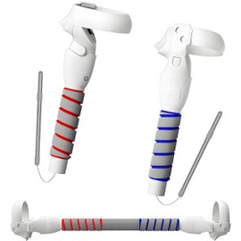 JUBOTY 3 in 1 Upgraded VR Dual Long Stick Handle Extension Game Grips Handle Attachment for Meta/Oculus Quest 2 Controller Grips with Gorilla Tag Beat Saber Golf Club Baseball (Q12-Quest 2)