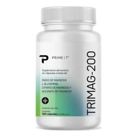 Magnesio Complex Trimag 200 Primetech 100 Cáps Dosis Que Mezcla Citrato Glicinato Óxido Promueve Salud Celular Metabólica