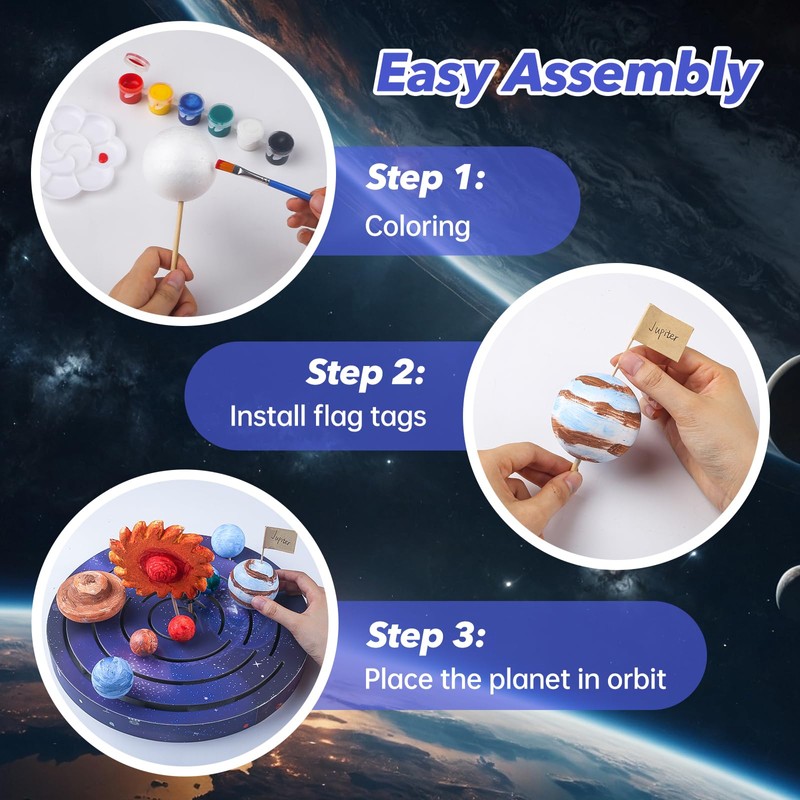 Ohanniewa Solar System Project Kit for Kids, Mixed Sized Foam