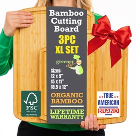 Organic Wood Cutting Boards for Kitchen for Chopping Vegetables, Carving Meat, Slicing Bread and Serving Charcuterie for Meal Time Prep, Holiday Gatherings, and Hosting Parties - Ideal for Home Chefs
