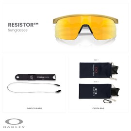 OAKLEY Kids Resistor OJ9010 901008 23MM Olympic Gold/Prizm 24K Shield Junior Sunglasses for Boys+ Bundle Accessory Leash Kit, Microfiber Pouch