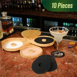 Sunziba 10Pcs Bar Salt Rimmer Sponges | Black Replacement Sponge Set for Glass Margarita Salter | Salt Rimmer for Cocktails