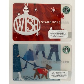 Starbucks 2009 Holiday Gift Cards (2), Wish & Winter Dog Walking, Mint