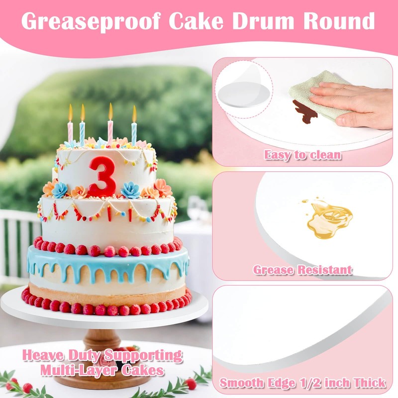 Cake Boards 10 inch Round, 2 PCS 1/2" Thick 10