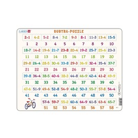 Larsen AR7 Mathe-Puzzle-Subtraktion von 1-65, Rahmenpuzzle mit 58 Teilen