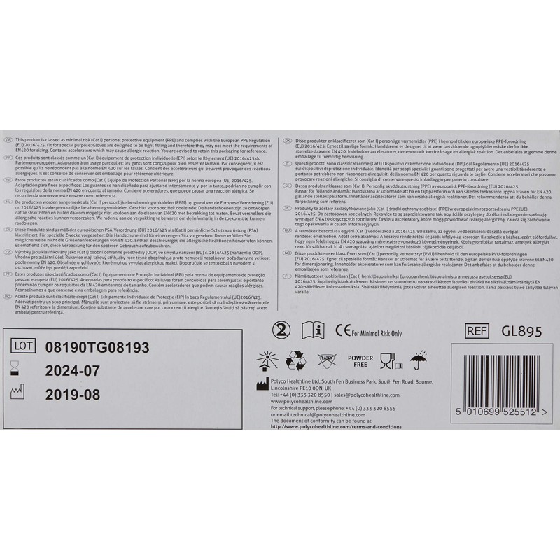 Bodyguard GL8953 Nitrile Disposable Gloves, Powder Free, Size L, Blue,