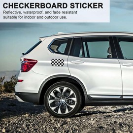 Tuperoymse 3 inch Black/White Checkered Decal Tape Car Motorcycle Bike Tank Sticker