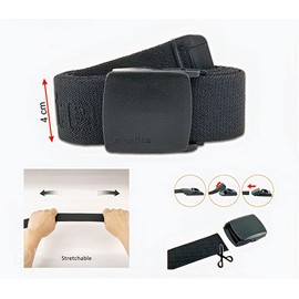 Evolite Erkamp Mens Belt, Elastic Stretch Belt, No Holes Invisible Belt for Men, Automatic Buckle Belt, Wide Outdoor Belt 1.57'' (Black - 40'' - 45'') (E-5506 115)
