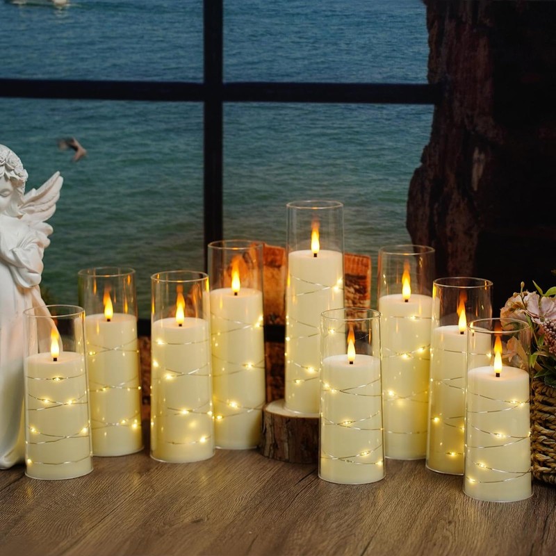 Nimiko Flickering Flameless LED Candles,Battery Operated Candles 9 Pcs with