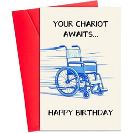 Funny Birthday Cards for Men women Friends Funny "Your Chariot Awaits" Birthday Card - A Light - hearted Take on Aging