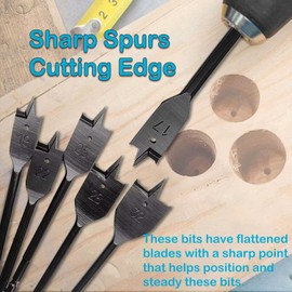 YUENTOEN 11Pcs Spade Drill Bit Set, 6-32mm Carbon Steel Paddle Flat Bit with Quick Change Hex Shank for Hole Cutter Woodworking