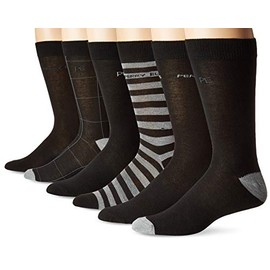 Perry Ellis Men's Portfolio Assorted 6 PK Casual Comfort Logo Socks, Black, 7-12