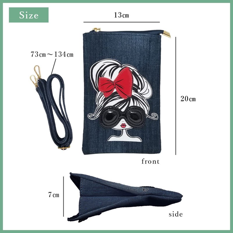 DIVA Rose Women's Smartphone Pouch, Shoulder Bag, Smartphone Pochette, Denim