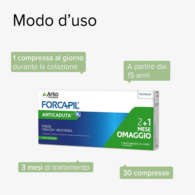 Arkopharma Forcapil Anticaduta - Integratore Alimentare per Capelli - Con